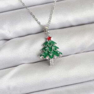 316L Çelik Zincir Gümüş Renk Çam Ağacı Model Yılbaşı Temalı Kadın Kolye BKO10721