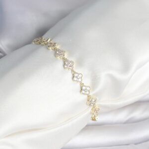 Zirkon Taşlı Pirinç Yonca Model Bileklik BB8086