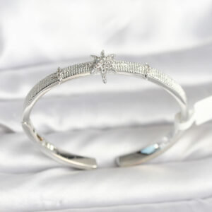 Pirinç Gümüş Renk Kutup Yıldızı Model Kadın Kelepçe Bileklik BB8092