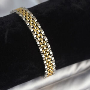 316L Çelik 9 mm Kalınlıkta Gold ve Gümüş Renkli Erkek Bileklik EB3772