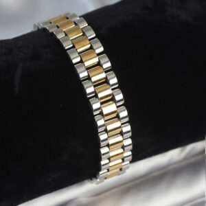 316L Çelik Gold ve Gümüş Renk 12 mm Kalınlık Erkek Bileklik EB3775