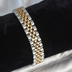 316L Çelik 12 mm Kalınlıkta Gold ve Gümüş Renkli Erkek Bileklik EB3778